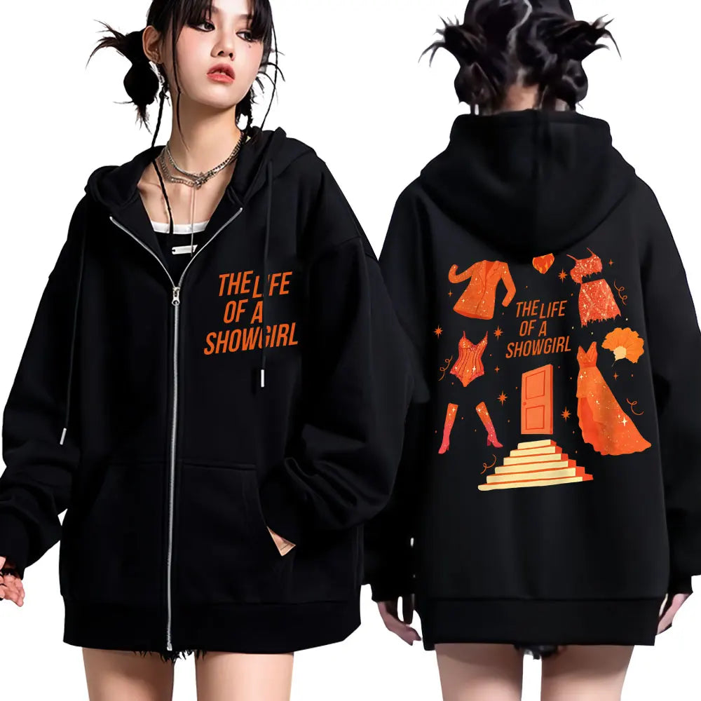 The Life of A Showgirl 2025 New Album Zip Up Hoodie Men Women New Era Fashion Pop Music Sweatshirt Casual Fleece Loose Jackets