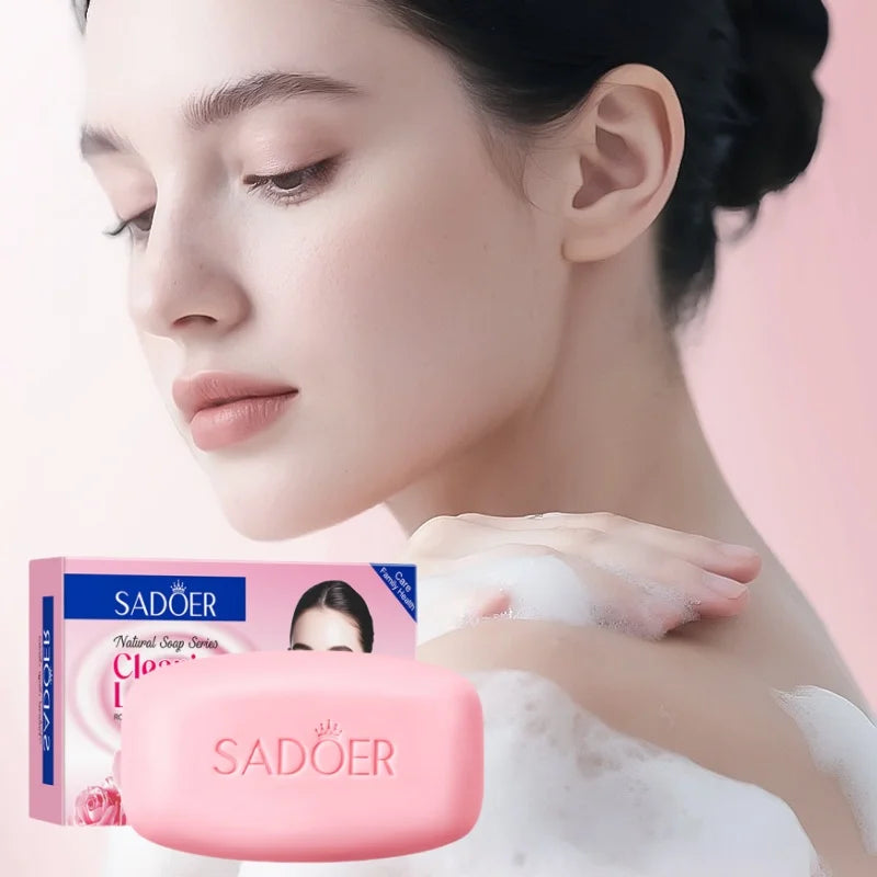 100g Rose Milk Fragrance Cleansing Soap, Contains Glycerin, Niacinamide, Aloe Vera Leaf Extract, Milk Extract, Calcium Carbonate, and Rose Extract. Easy to Rinse, Deeply Cleanses Skin Impurities, Refreshes and Controls Oil, L Halalzen
