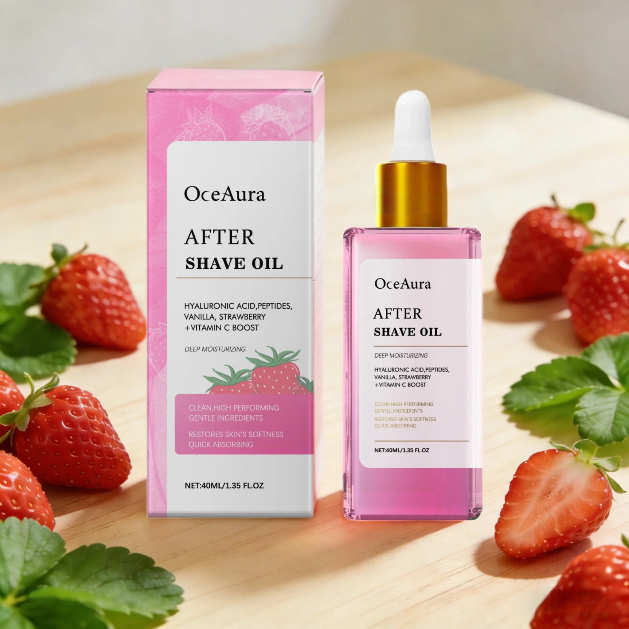 OceAura After Shave Oil Strawberry Vanilla Moisturizing Skin Soothing Intimate Area Leg Prevent Hair Growth Products Body Oil