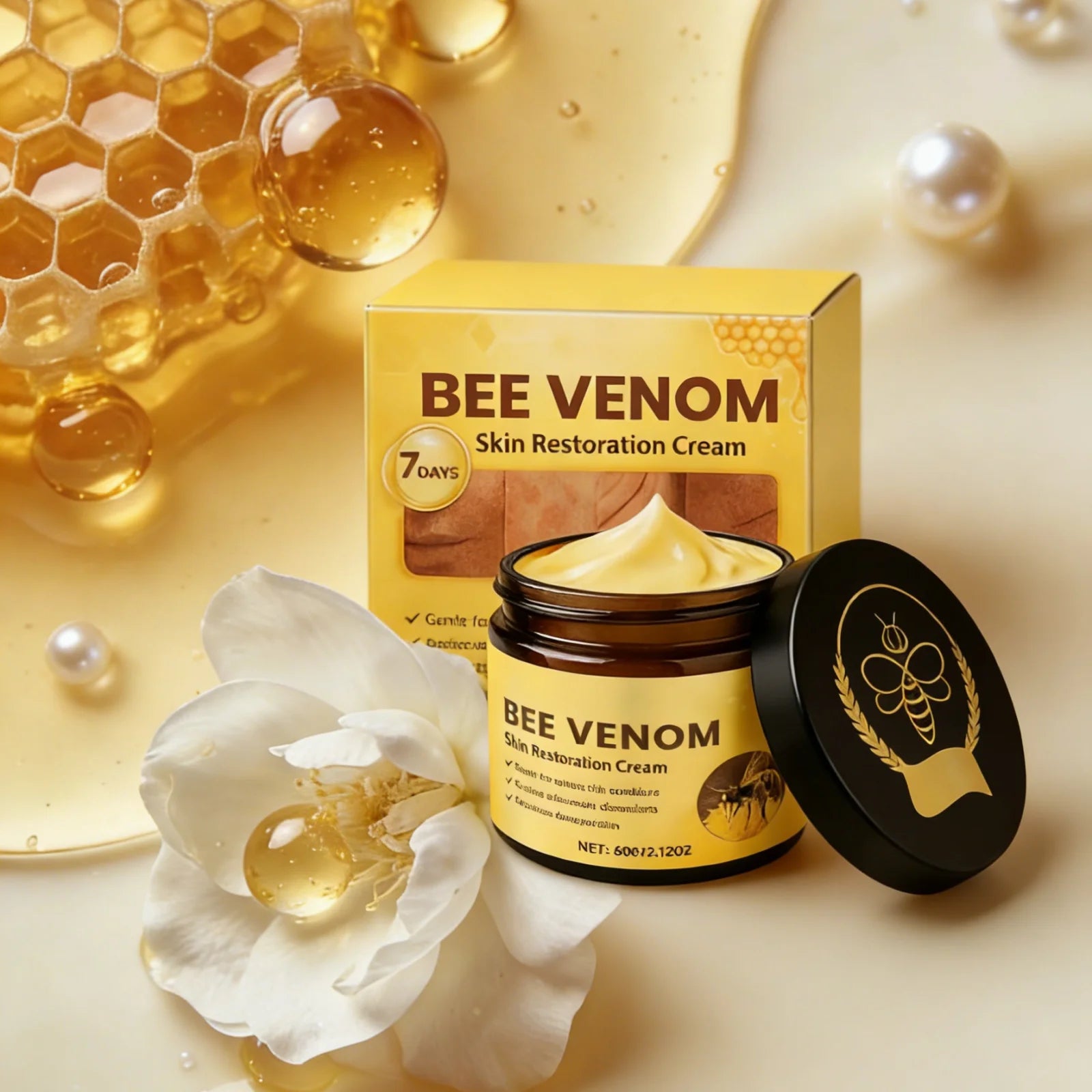 Bee Venom Skin Restoration Cream for Chicken Skin Blemish Remover Acne Removal Products Hyaluronic Acid Bee Venoms Repair Cream