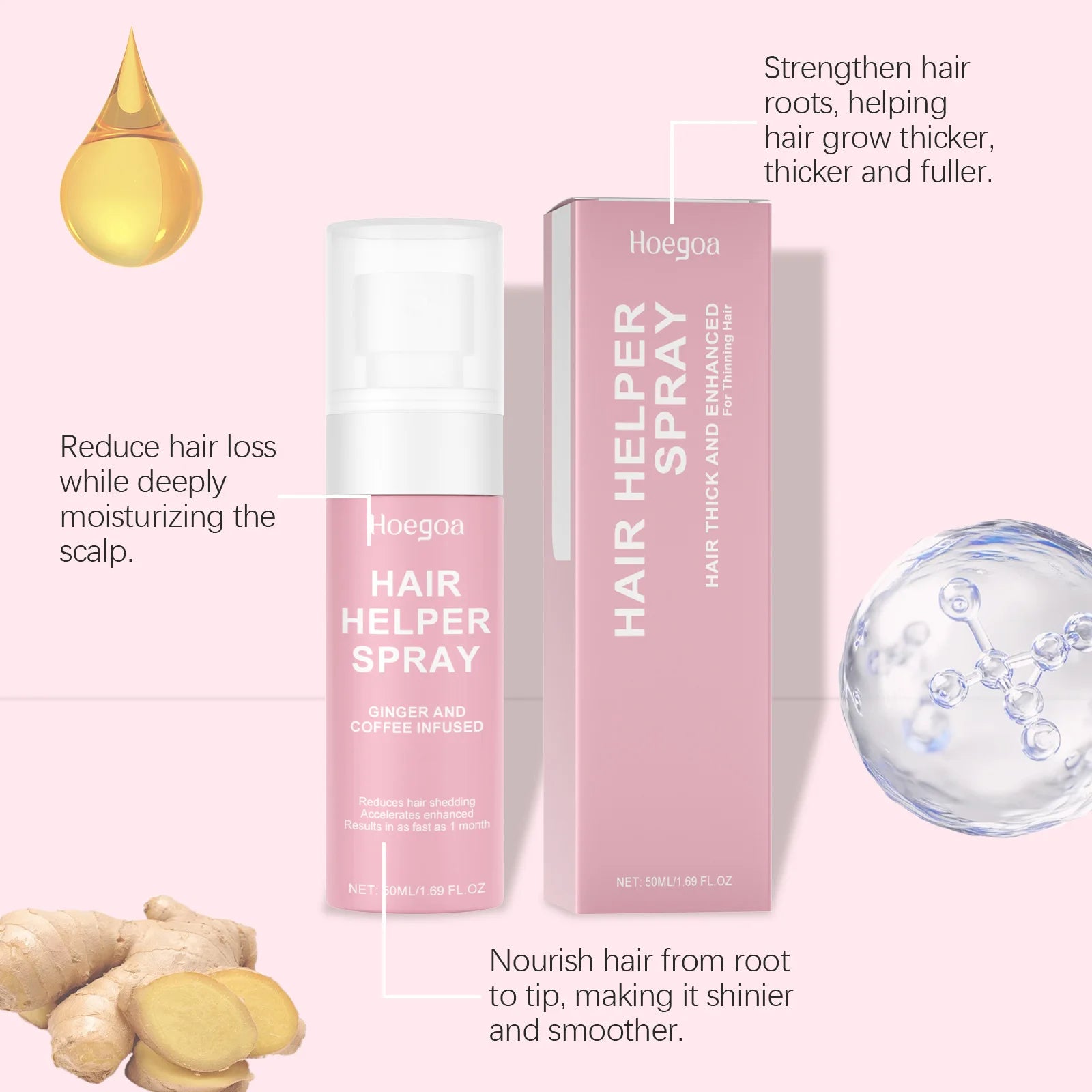HOEGOA Hair Moisturizing Spray Reduce Loss Improving Quality Relieve Scalp Oiliness Removing Dandruff Smoothing Hair Cares Spray