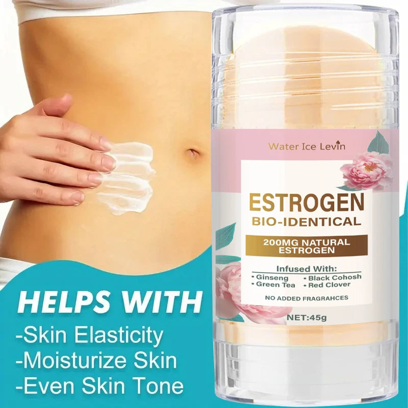 Natural Estrogen Cream Stick, Glycerin, Ginseng Root, Tea Tree Leaf Extract, Calming, Gentle Body Care Cream, Alcohol-Free, Suitable for All Skin Types, Natural Skin Care