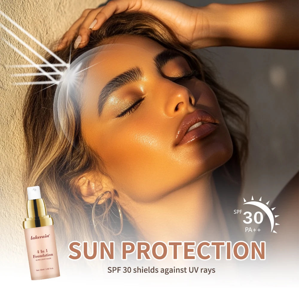 Lakerain Liquid Foundation Long-lasting Moisturizing Hides Blemishes Pores and Dark Circles SPF 30 Sunscreen Face Base Makeup Halalzen