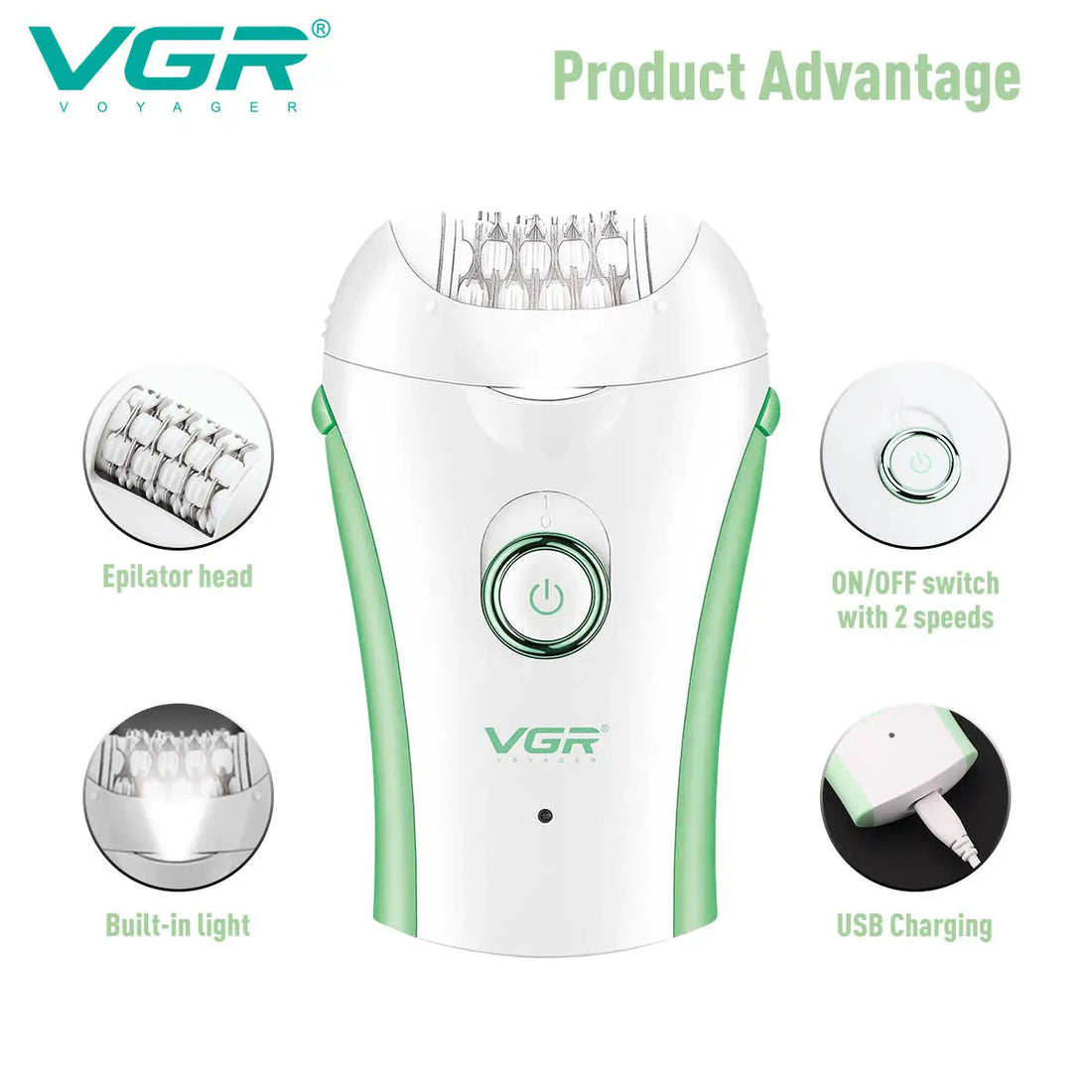 VGR 705 Epilator Professional Epilator Hair Remover Rechargeable Hair Remover Women Hair Remover Portable Electric Epilator Halalzen