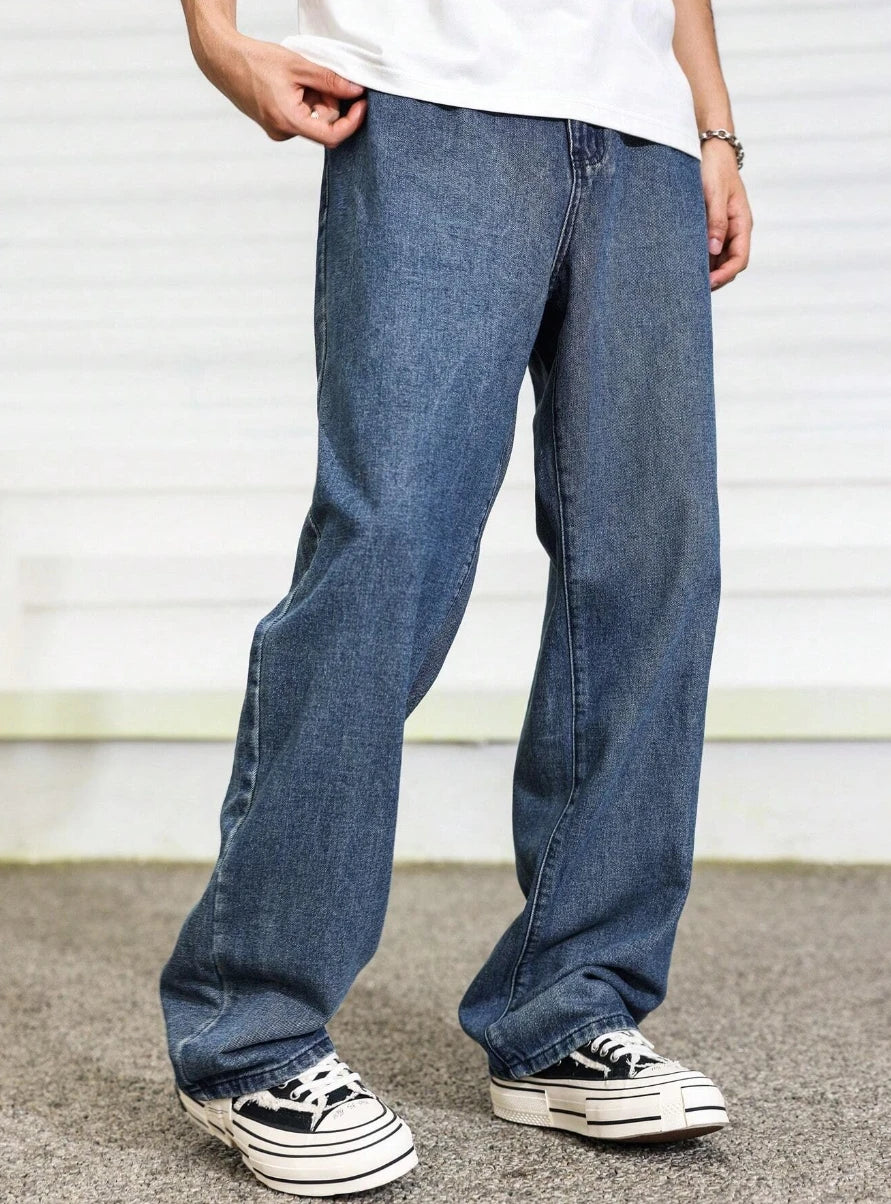 Men’s Relaxed Fit Straight Leg Jeans, Everyday Comfort for Lounging at Home to Quick Errands