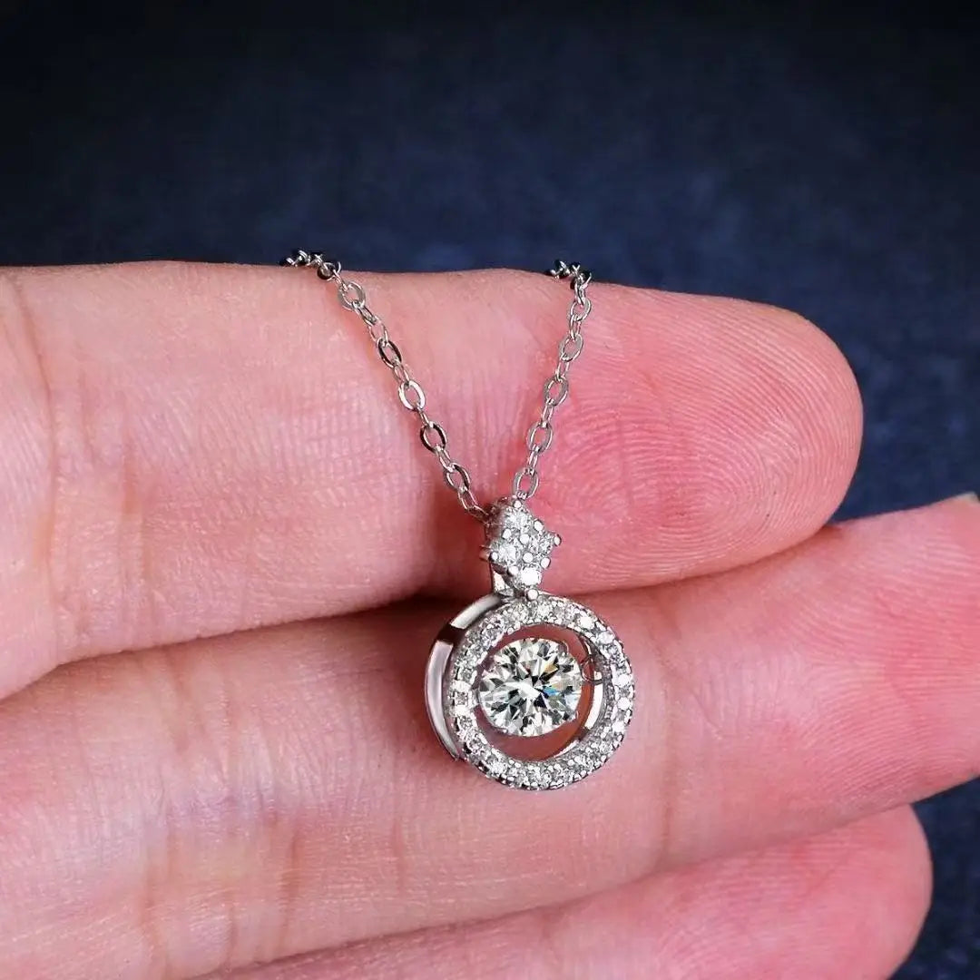 1ct Moissanite Necklace 925 Sterling Silver Women's Pendant Clavicle Chain Jewelry Decor Mother's Day Valentine's Day Proposal E