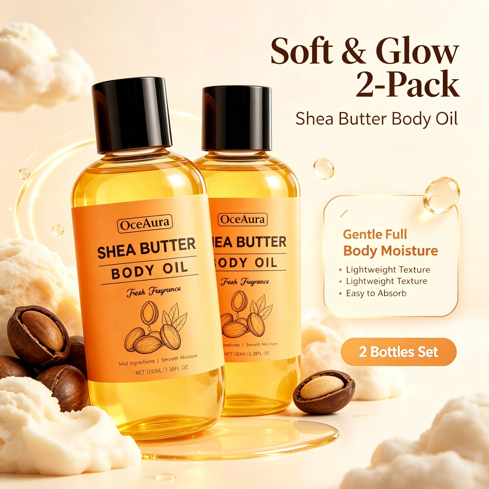2pcs/4pcs   Natural Shea Butter Body Oil Moisturizing Nourishing Skin Care Oil for Dry Skin