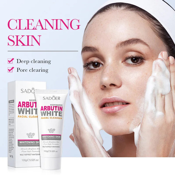 SADOER Niacinamide Arbutin Facial Cleanser Deeply Cleansing Oil Control Moisturizing Blackhead Removal Wash Foam Skin Care Halalzen
