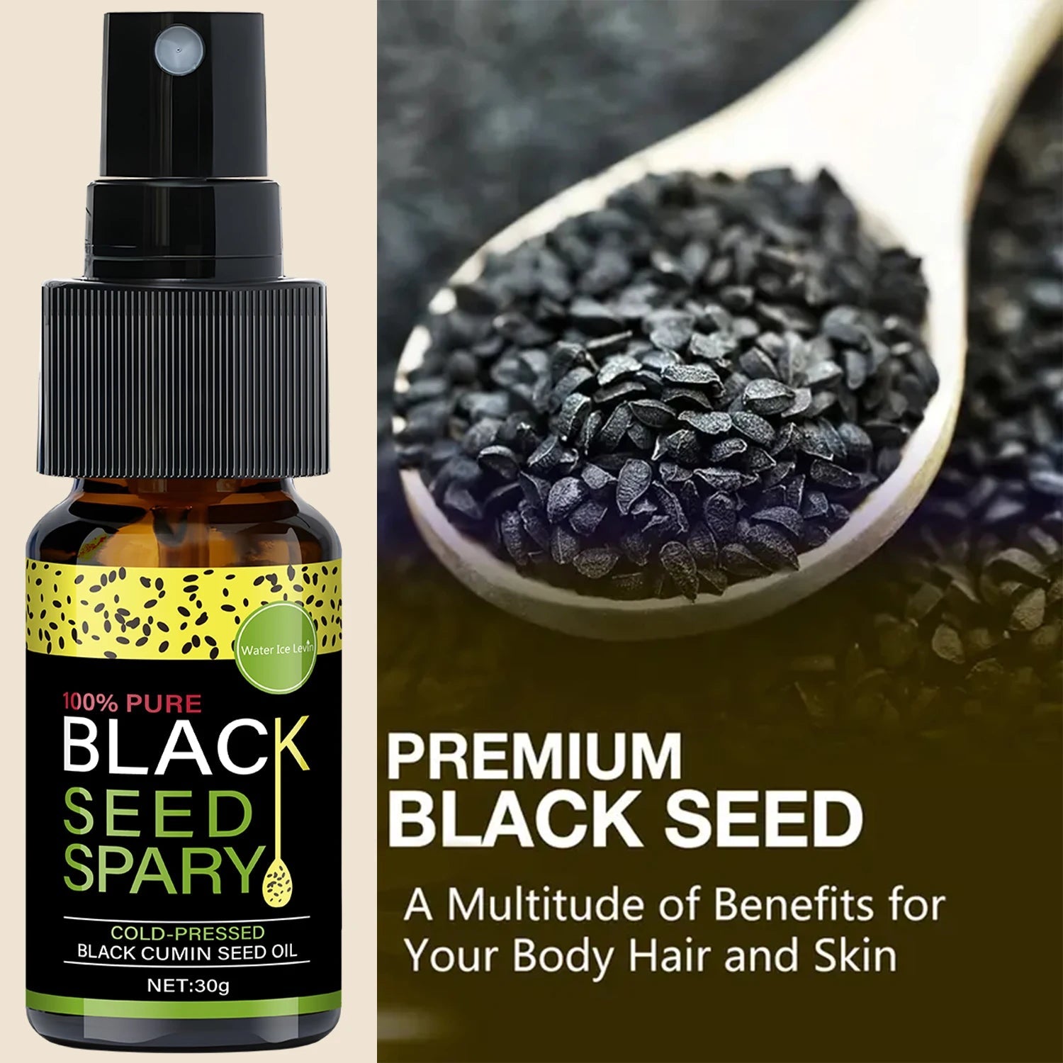 100% Pure Black Seed Oil Spray - Cold-Pressed Hair Treatment, Deep Nourishment, Frizz Control, Winter Shine Care Halalzen
