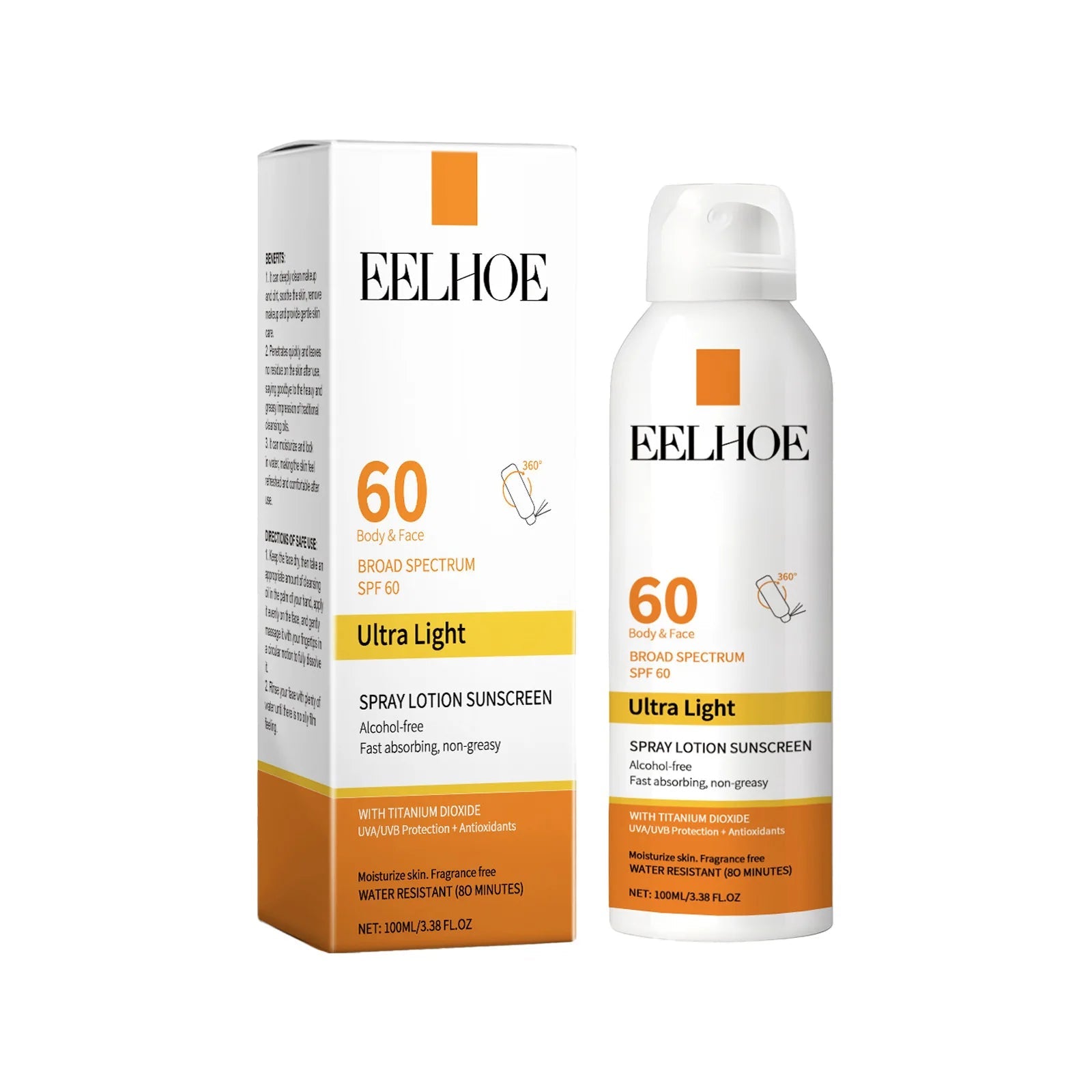 EELHOE Vitamin E Sunscreen Spray 100ml Long-lasting Deep Moisturizing Anti-UV Skin Protector Anti Oxidant Face Body Skin Care Halalzen