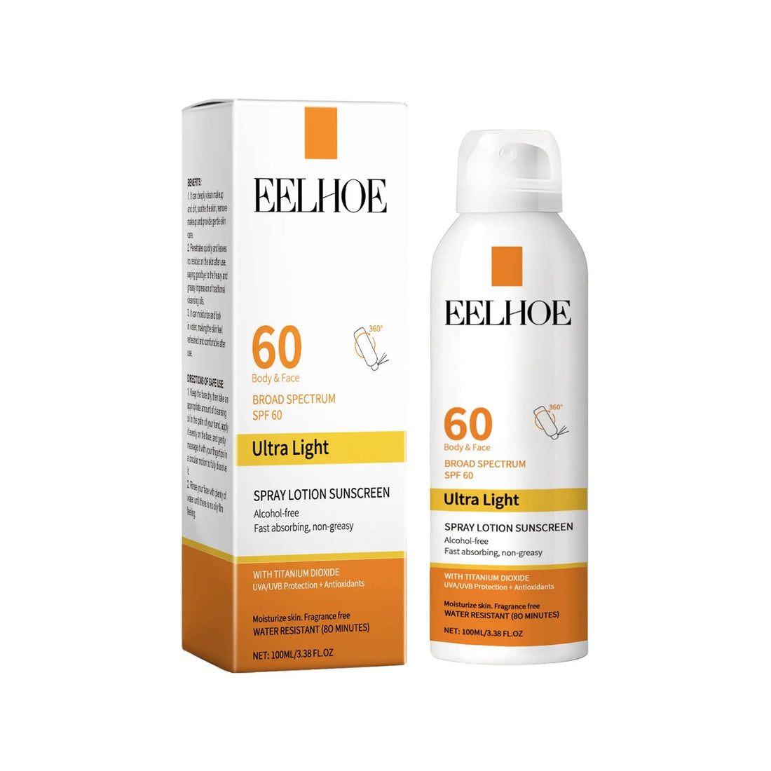 EELHOE Vitamin E Sunscreen Spray 100ml Long-lasting Deep Moisturizing Anti-UV Skin Protector Anti Oxidant Face Body Skin Care Halalzen