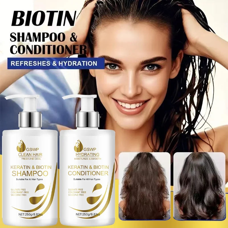 GSWP Keratin Biotin Shampoo & Conditioner,Gentle cleansing, suitable for all hair types, ideal as a gift. 500g Halalzen