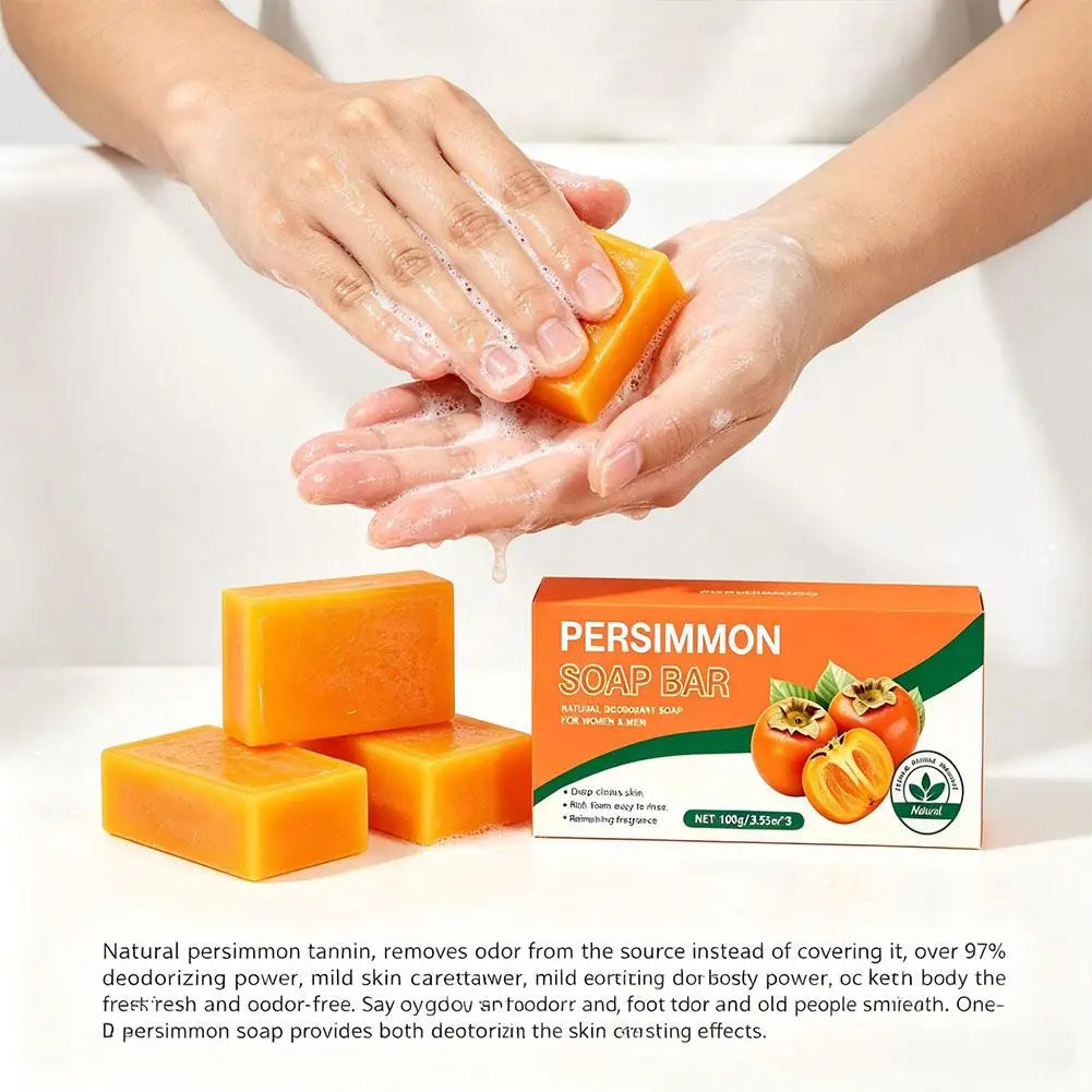 Persimmon Cleansing Soap Bar Exfoliating Brightening Deep Cleansing Deodorizing Soap Nourish Handmade Bath Soap For Skincare