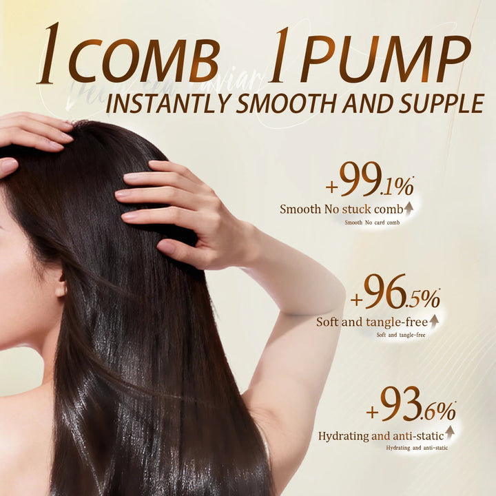 Keratin Caviar Dual Nourishing Hair Mask Frizzy Hair 500ml Shampoo and Hair Mask Essence Soft Smooth For Dry Damaged Care Hair Halalzen