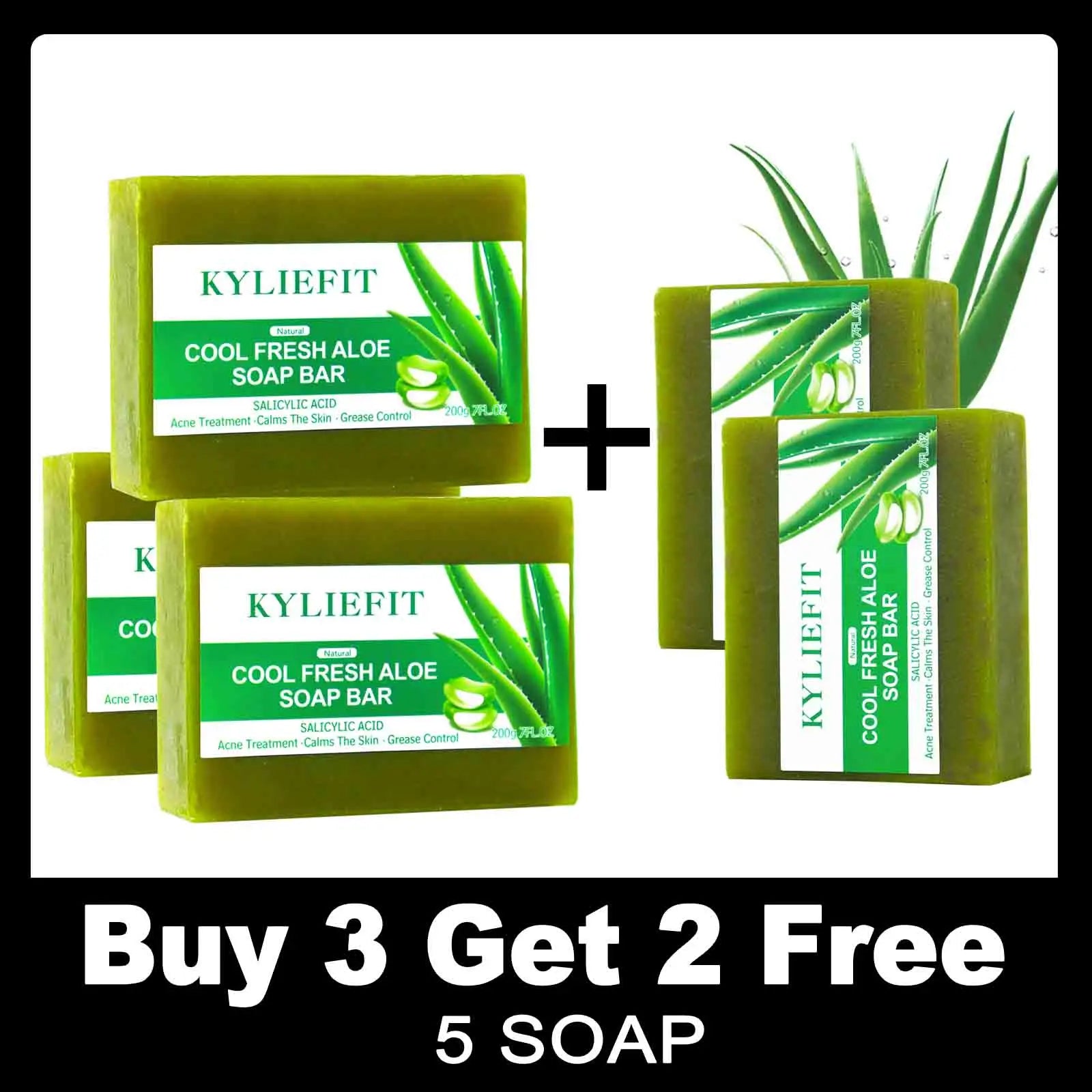 Aloe Brightening Soap Bar, Remove Dark Spots, Sun Spots, Acne, Oil Control, Clean Stains, Exfoliation, For Face and Body, 200g Halalzen