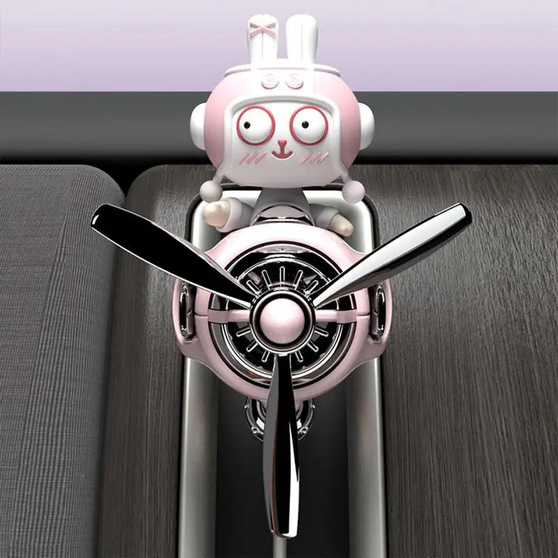 Car Perfume Diffuser Plane Bobblehead Bunny Pilot Aromatherapy Scent Diffuser Automotive Air Outlet Fan Decoration Rotating