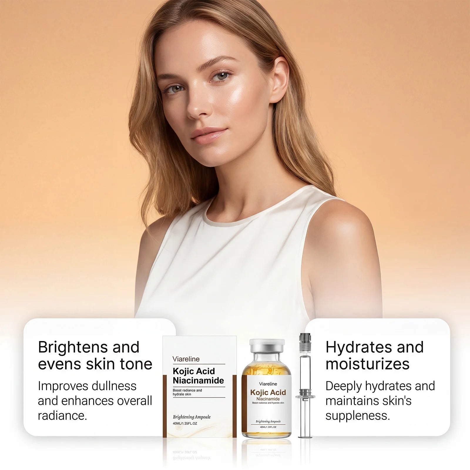 Niacinamide Brightening Ampoule Serum Face Hydrating Even Tone Nourishing Brightening Essence Kojic Acid Dark Spot Corrector