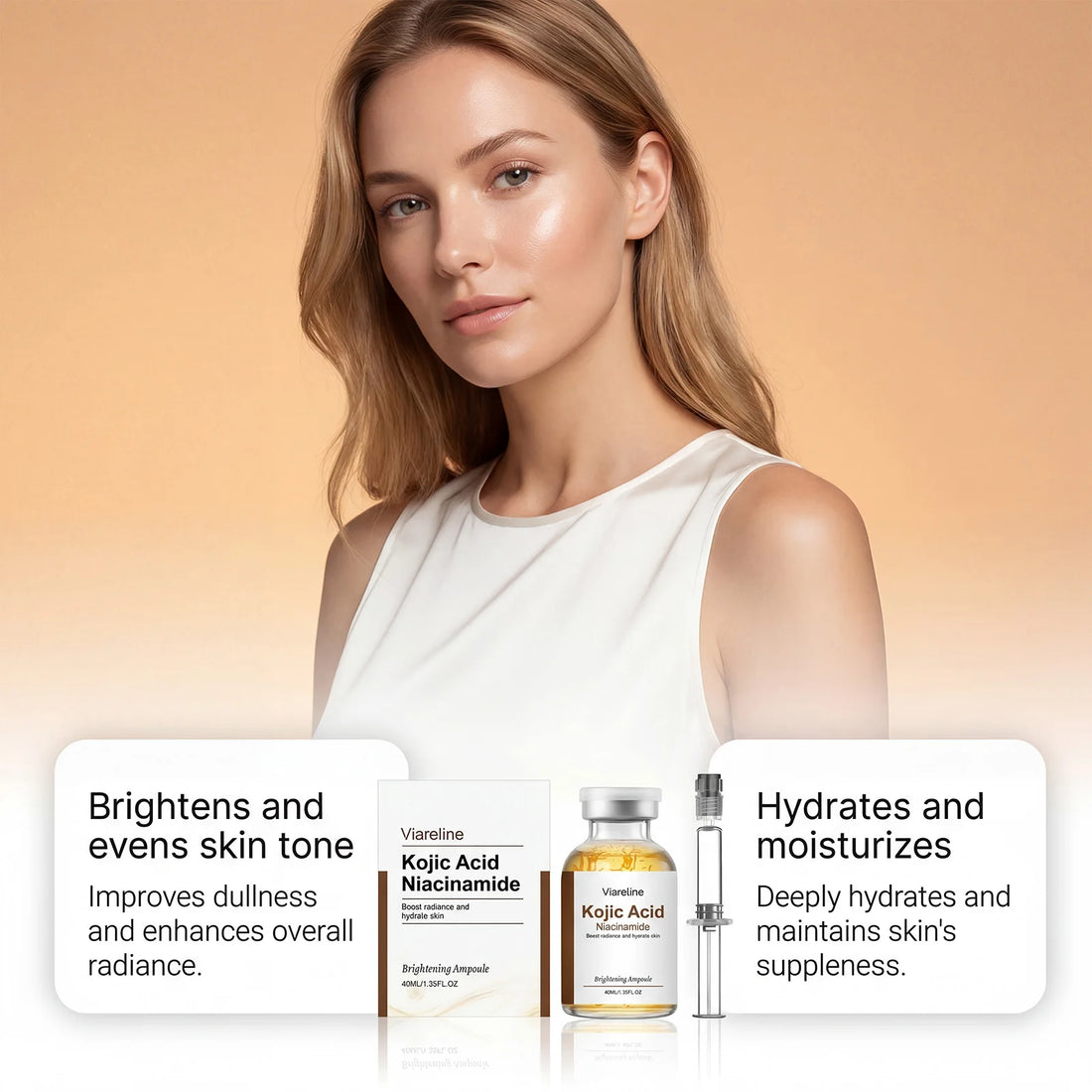 Niacinamide Brightening Ampoule Serum Face Hydrating Even Tone Nourishing Brightening Essence Kojic Acid Dark Spot Corrector