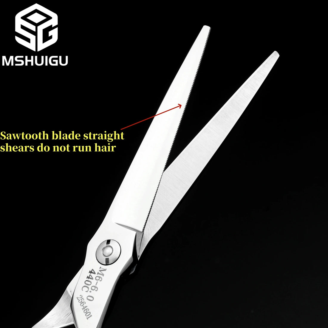 MSHUIGU 440C Professional Barber Scissors 6-7 Inch Laser Wire Serrated Blade Multi-Functional Thinning Hair Shears for Salon Too