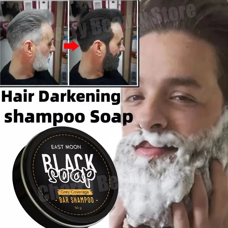 50G White Hair to Black Soap Restores Gray Beard Cleanses Hair Nourishes Black Hair Brightens Hair Men Women Shampoo Hair Care Halalzen