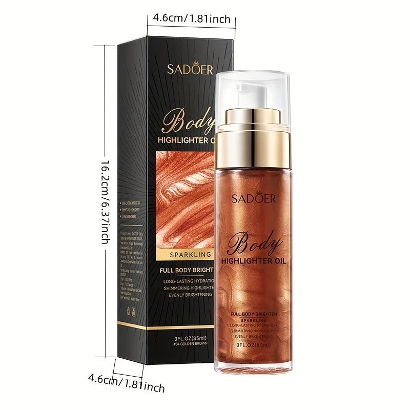 85ml, Golden Brown Body Glow Oil, Moisturizing and Hydrating, Gives Skin a Radiant and Charming Glow, Perfect for Holiday Celebrations and Party Events.