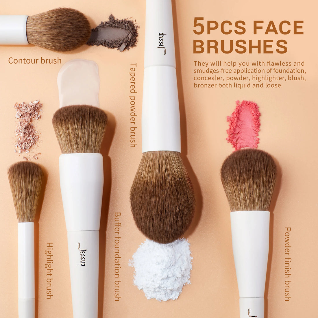Jessup Makeup Brushes 10-14pc Makeup Brush Set Synthetic Foundation Brush Powder Contour Eyeshadow Liner Blending Highlight T329