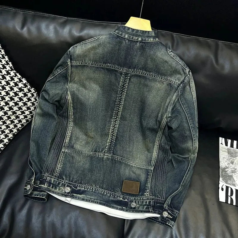 Sonbahar ve İlkbahar Yeni Moda Akımı Eski Amerikan Motosiklet Kot Ceketi Erkekler için Geniş Spor Büyük Beden Yüksek Kalite Dış Giyim