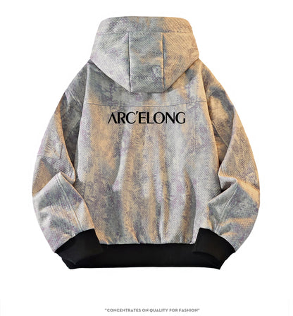 New High-quality Tie Dye Men's Multi Pocket Hooded Jacket For Spring and Autumn, Fashionable Casual Sports Commuting Top M-8XL