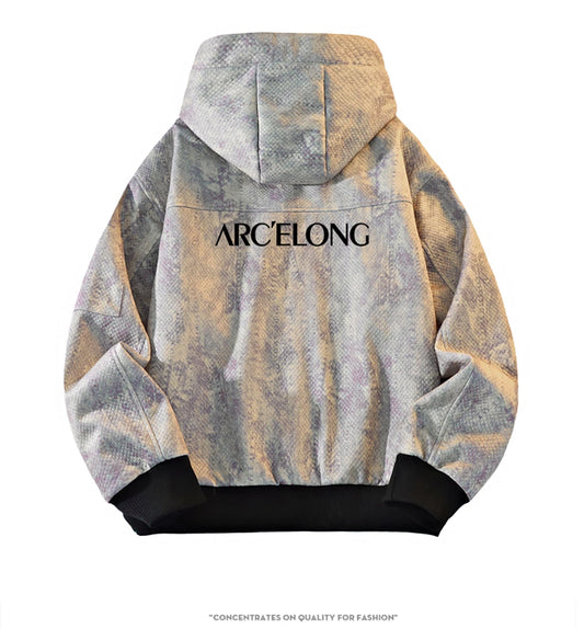 New High-quality Tie Dye Men's Multi Pocket Hooded Jacket For Spring and Autumn, Fashionable Casual Sports Commuting Top M-8XL