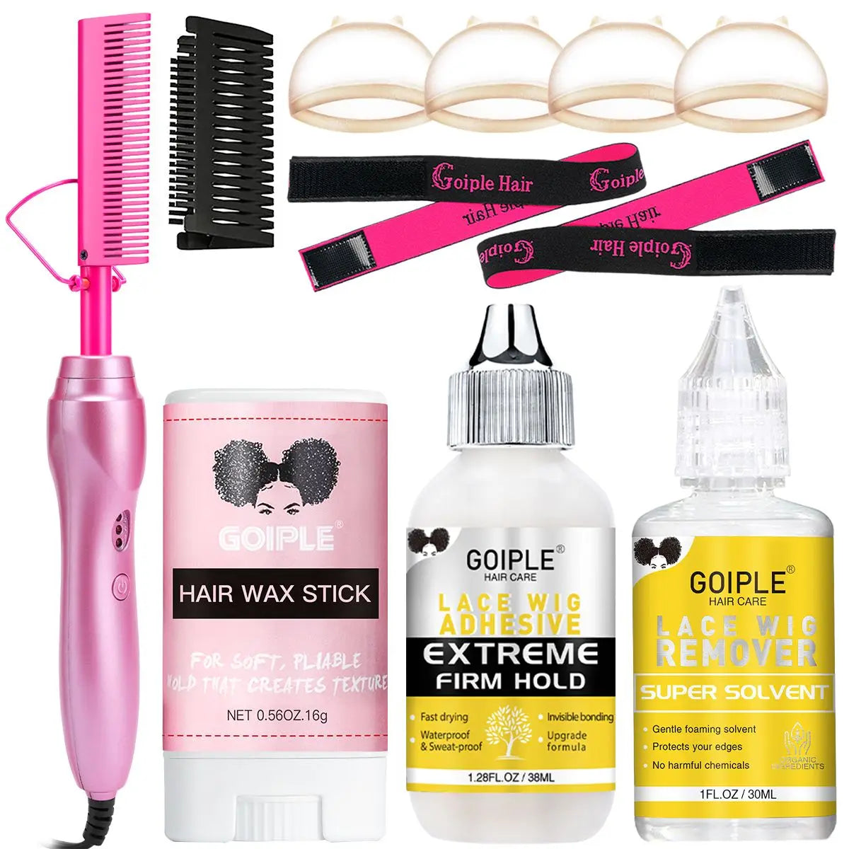 GOIPLE Electric Hot Comb Fast Heating Straightener Curling Iron Curler Brush Styling Tools for Hair Care Lace Wig Styling Set Halalzen