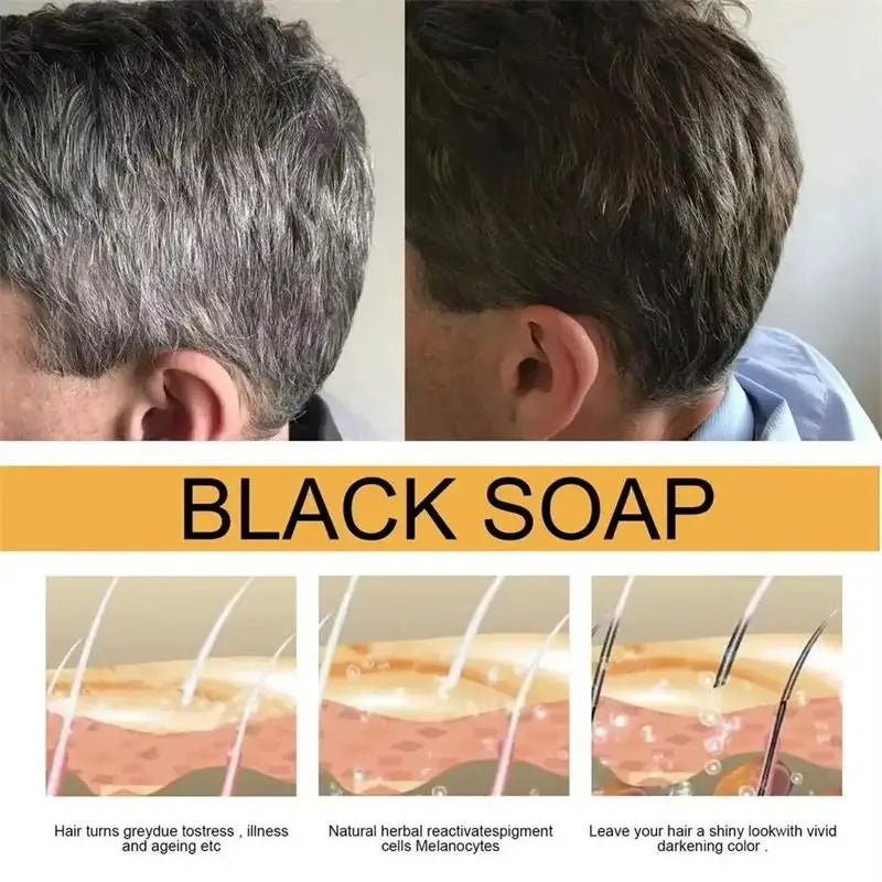 50G White Hair to Black Soap Restores Gray Beard Cleanses Hair Nourishes Black Hair Brightens Hair Men Women Shampoo Hair Care Halalzen