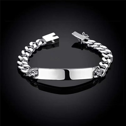 Engravable Name Bracelet Personalized Stainless Steel Mens ID Bracelets Free Engraving Laser Name Date Customize Gift for Father