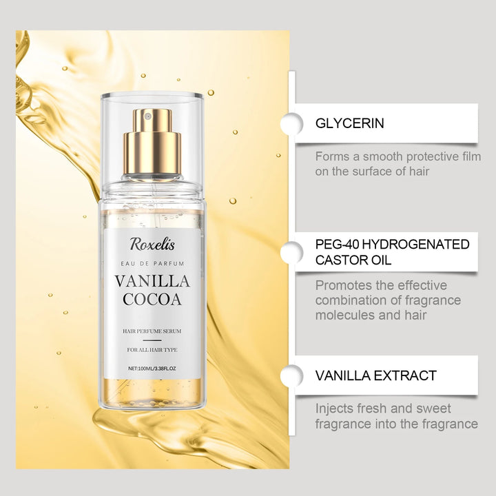 Roxelis Vanilla Cocoa Hair Care Perfume Spray Body Fragrance Spray Gives Out Fresh Fragrance and Adds Fragrance to the Hair HALALZEN