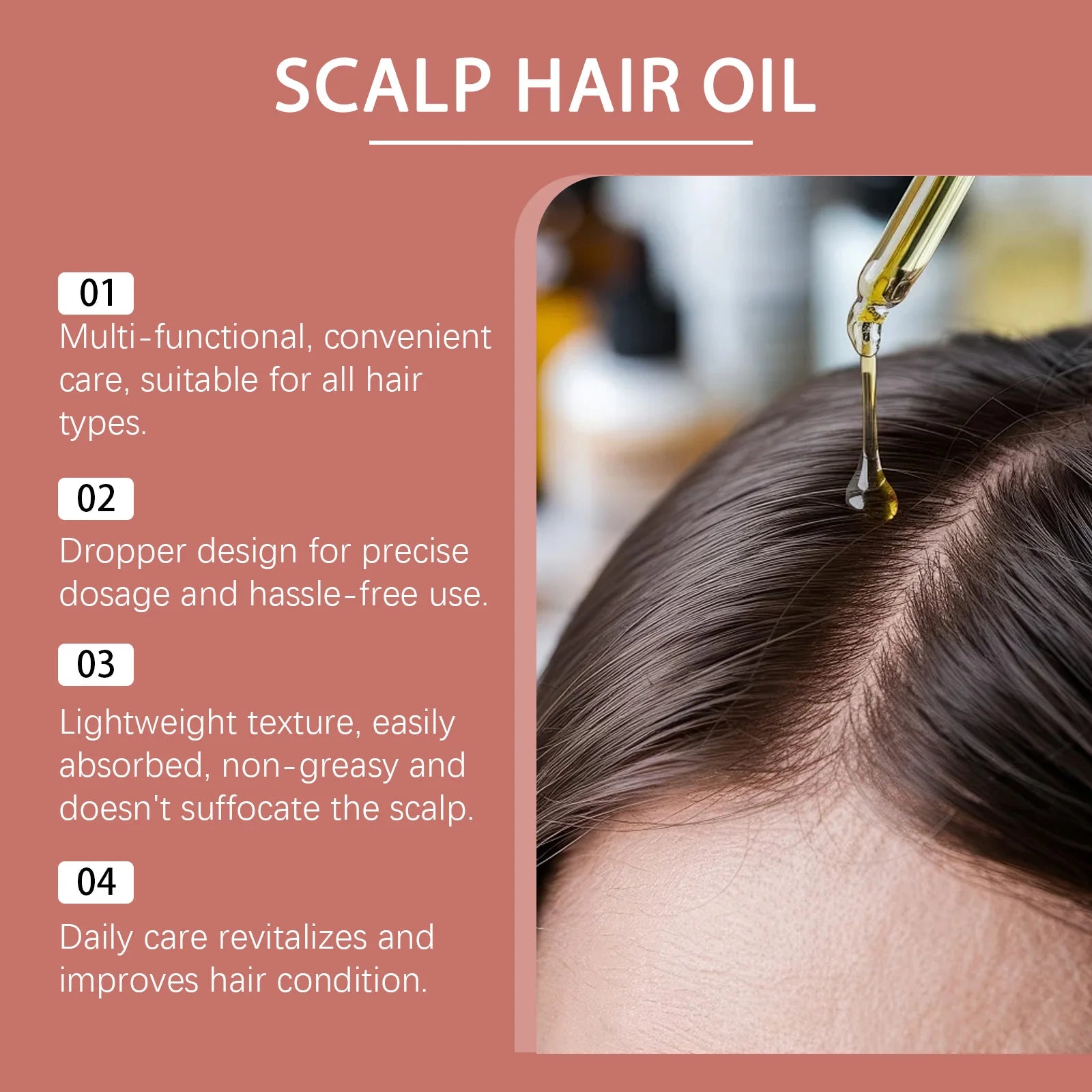 7-in-1 Hair Essential Oil 60ml Rosemary Olive Castor Oil Blend for Dry Scalp Hydration Shine Strong Roots Gray Hair Care