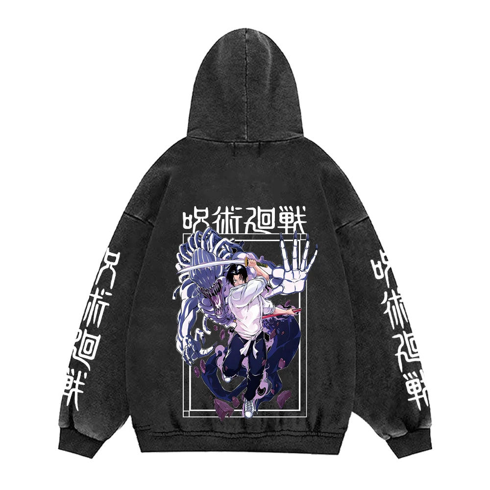 Jujutsu Kaisen Anime Hoodies Men Women 100%Cotton Toji Gothic Manga Sweatshirts Vintage Casual Pullover Fashion Streetwear Daily