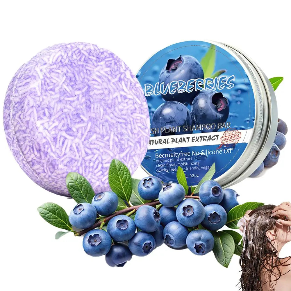 Blueberry Shampoo & Conditioner Bundle Bar for Hair Thinning Frizz, Blueberry Solid Shampoo & Conditioner Strengthen Hair Care Halalzen