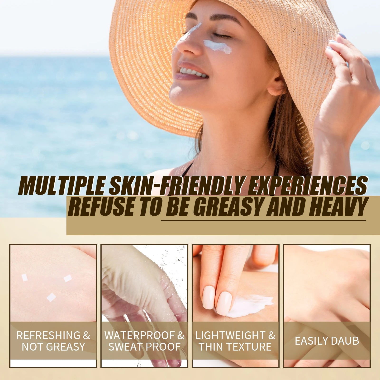 SPF 50 Face Sunscreen Non Lightweight Rice Probiotic Brightening Greasy UV Protection Moisturizing Cream for Sensitive Skin