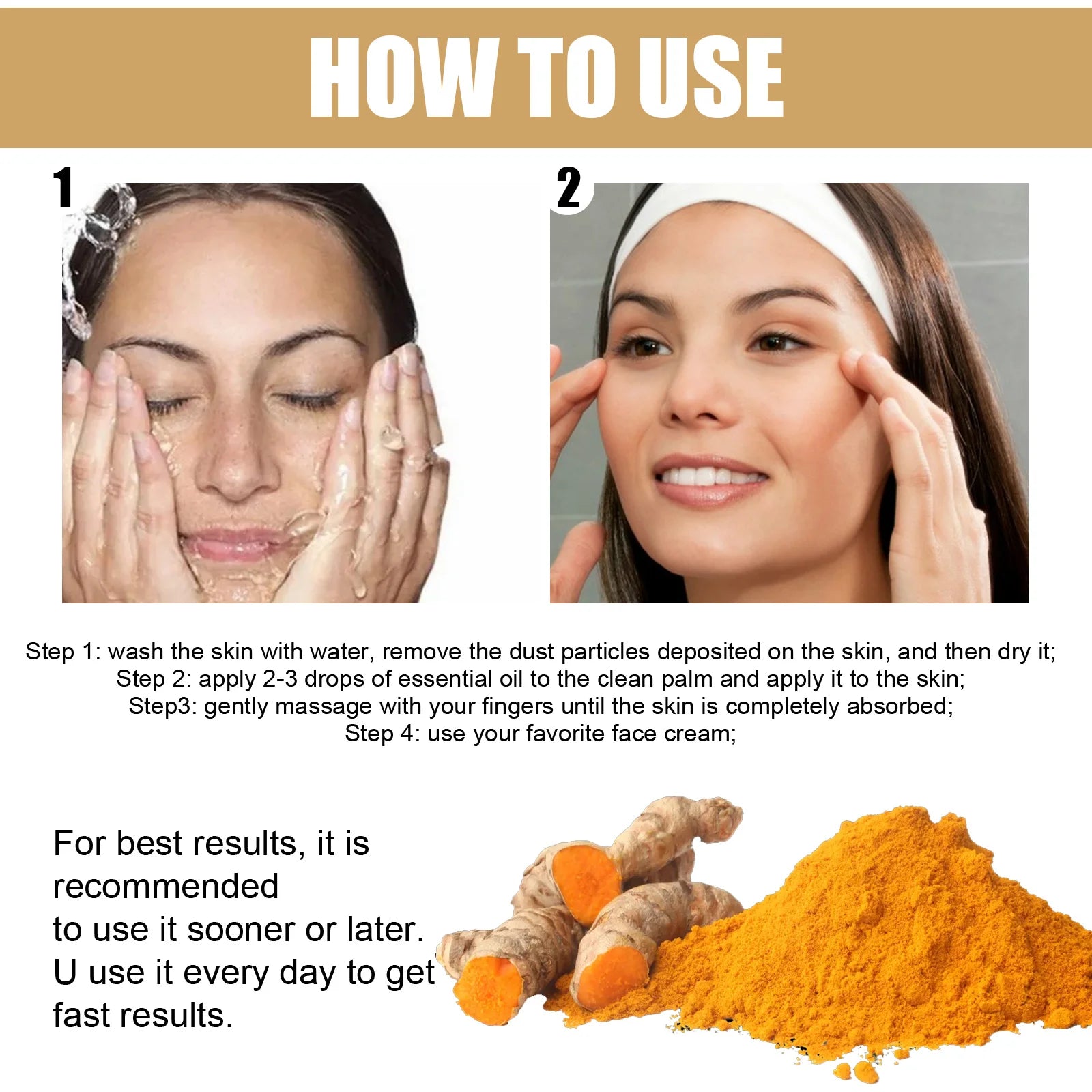 Turmeric Repair Essence For Reduces Dark Spots & Freckles,Moisturizes Face,Brightens And Evens Skin Tone,Improves Damaged Skin