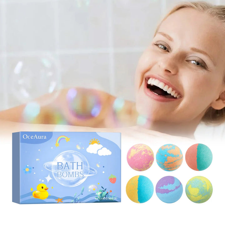 Ocaura Christmas Colorful Salt Bath Balls Rich Bubble Stress Relief Body Spa Essential Oil Deeply Moisturizing Gifts Bath Bombs Halalzen