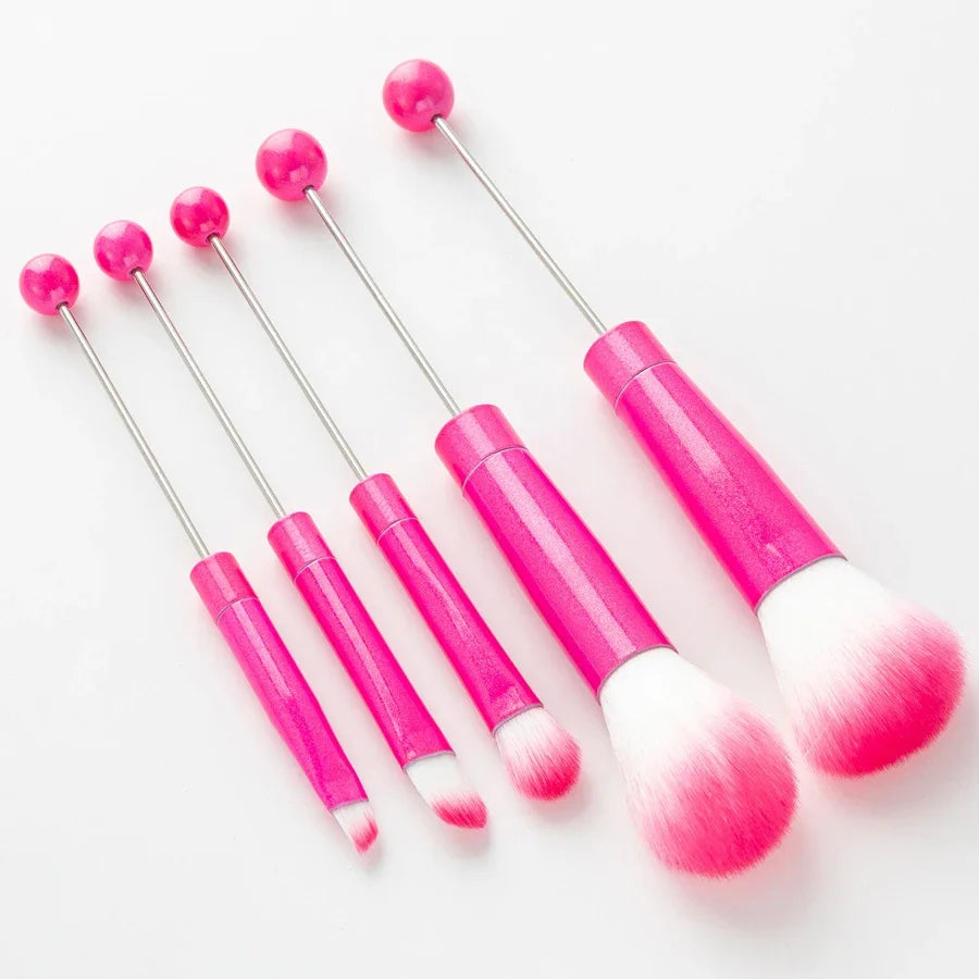 5pcs Beadable Makeup Brushes Unique Brushes Silicone Beads DIY Makeup Cosmetic Brushes Beaded Brushes Kit For DIY Halalzen