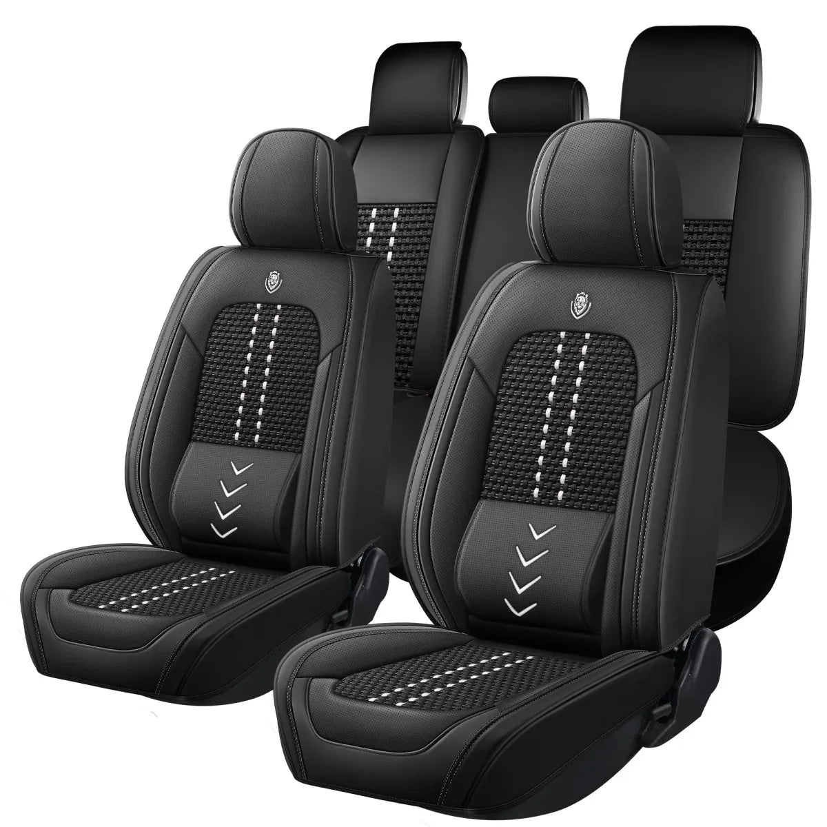 Universal leather car seat covers, full - enclosed installation, waterproof and easy to clean, 5 - piece set for the whole car