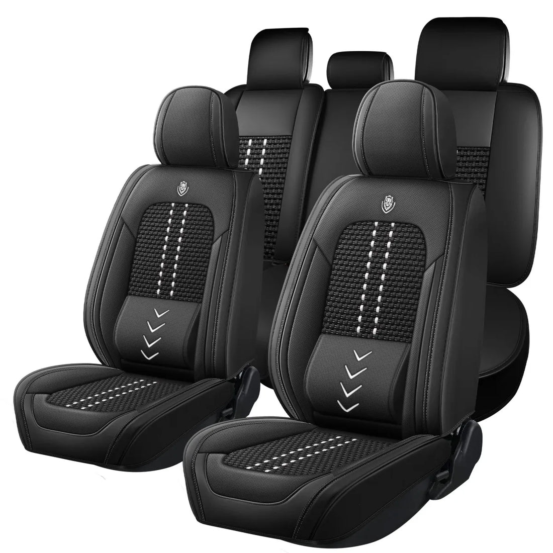 Universal leather car seat covers, full - enclosed installation, waterproof and easy to clean, 5 - piece set for the whole car