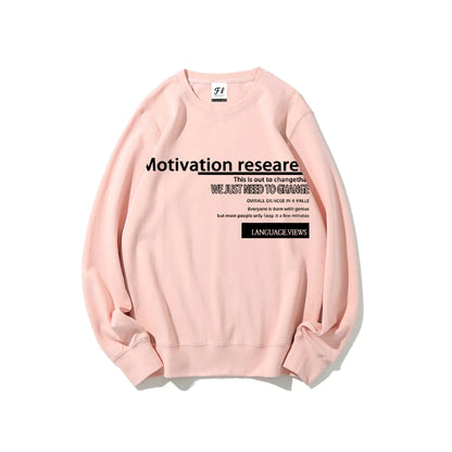 Motivation Text Graphic Sweatshirt Inspirational Quote Design Stylish Casual Loose Long Sleeved Relaxing Streetwear Cloth Tops