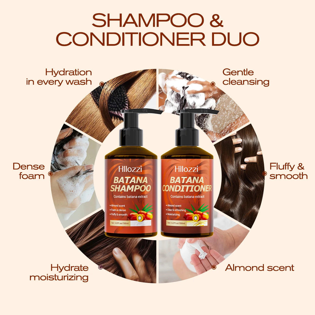 Batana Shampoo and Conditioner, thick foam, fresh fragrance, super cleaning power, smooth and moisturizing. Halalzen