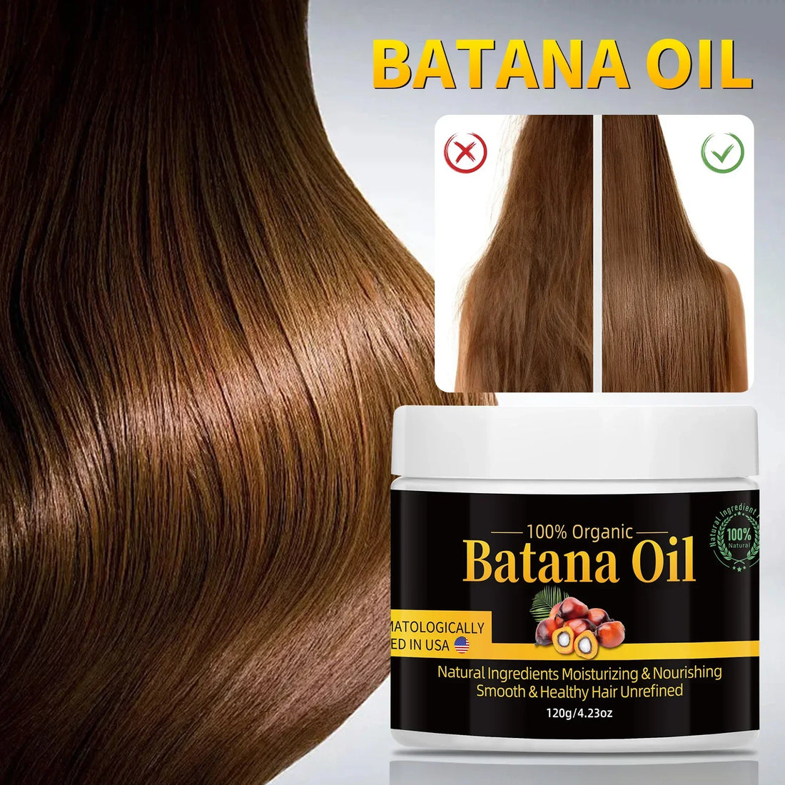 Batana Hair Oil Nourishes Scalp Moisturizes to Reduce Split Ends and Hair Loss Natural Botanical Hair Treatment Oil