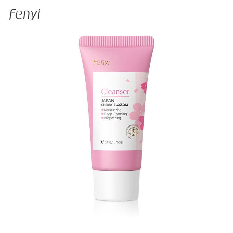 Sakura Gentle Facial Foaming Cleanser Shrink Pores Deep Clean Oil Control Reduce Blackhead Moisturizing Facial Skin Care Halalzen