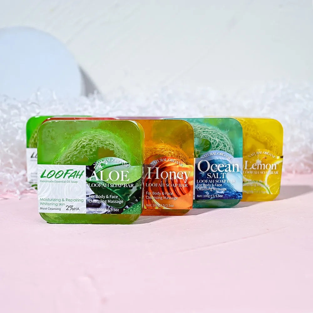 100g Coconut Milk Organic Glycerin Loofah Soap Deep Cleansing Whitening Moisturizing Skin Kojic Acid Face Wash Bath Soap