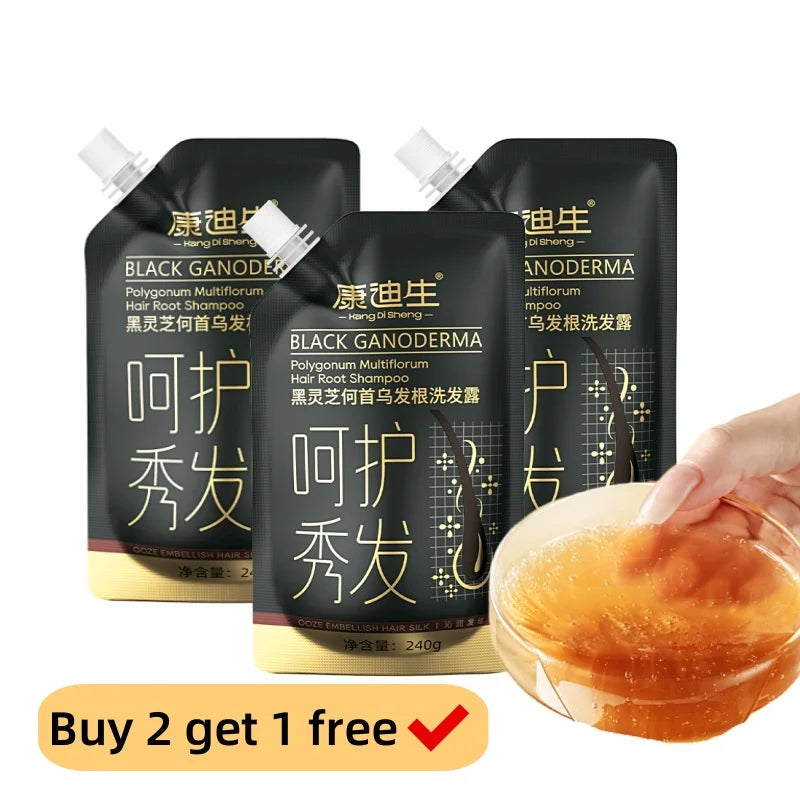 Black sesame seed Polygonum multiflorum Oil Control Refreshing Clean Hair Black Hair Maintenance Flowing hair Herbal Essence240g Halalzen