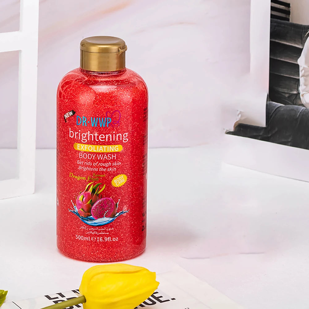 Rose Lavender Kojic Acid AHA Shower Gel Deep Cleansing Brighten Skin Scrub Body Wash Exfoliator Body Care Fragrance Skincare Halalzen