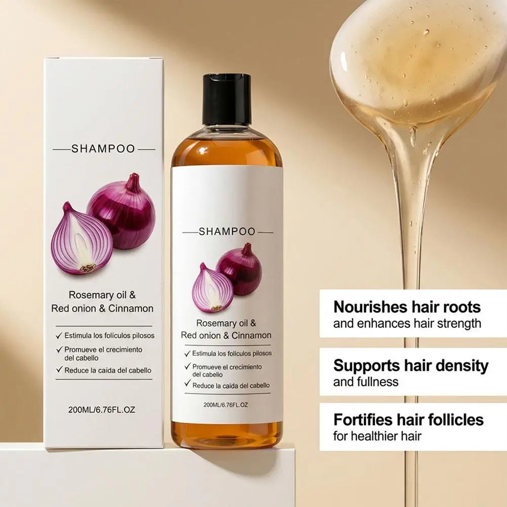 Rosemary Red Onion Cinnamon Shampoo,Anti Hair Loss Treatment for Thicker Stronger Hair, Scalp Nourishing Volumizing Care 200ml